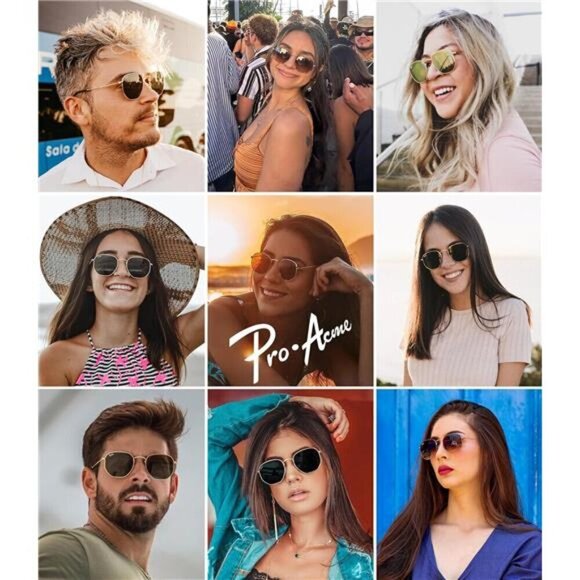 Small Square Sunglasses Real Glass Lens Hexagonal Frame UV400 Women Men Metal main image 7
